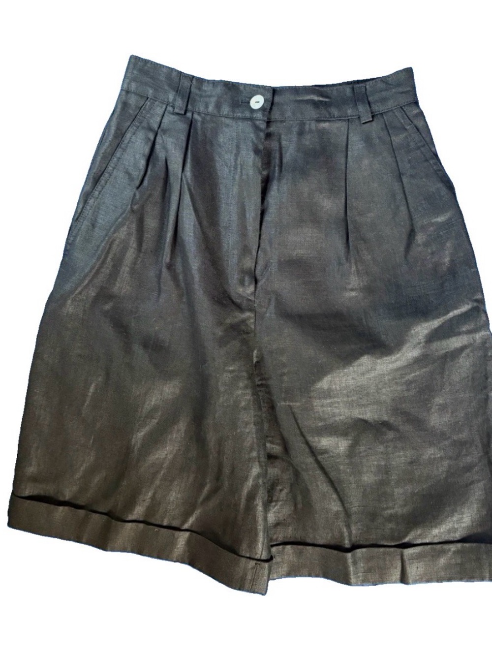 Elliott Lauren Black Pleated Bermuda Shorts